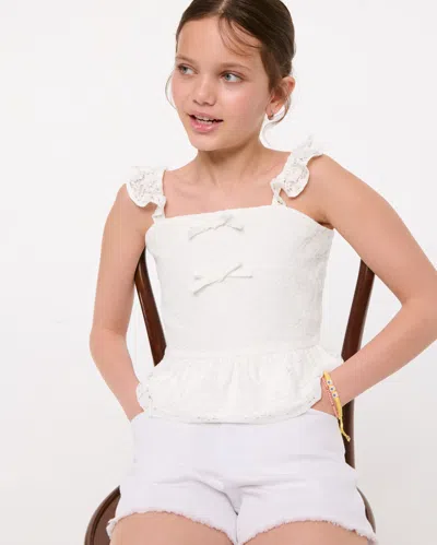 Abercrombie & Fitch Lace Bow Top In White
