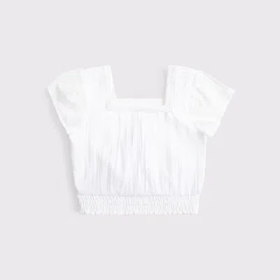 Abercrombie & Fitch Lace-trim Smocked Waist Top In White