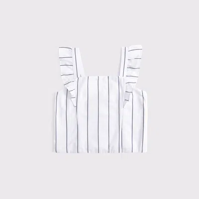 Abercrombie & Fitch Ruffle Sleeve Poplin Top In White