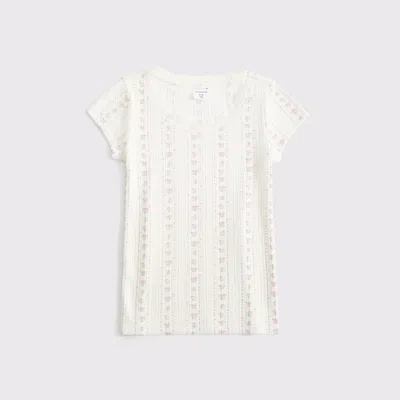 Abercrombie & Fitch Pointelle Lace-trim Top In White
