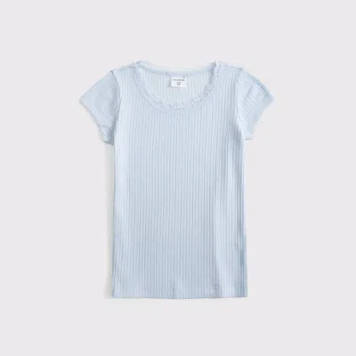 Abercrombie & Fitch Pointelle Lace-trim Top In Blue