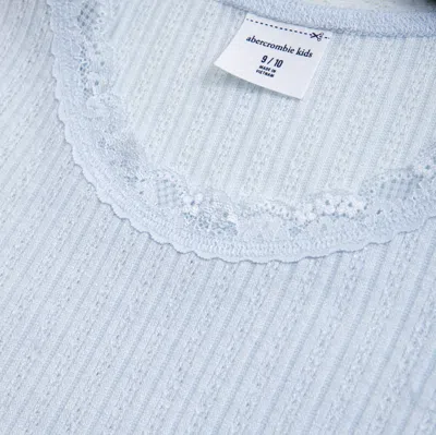 Abercrombie & Fitch Pointelle Lace-trim Top In Blue