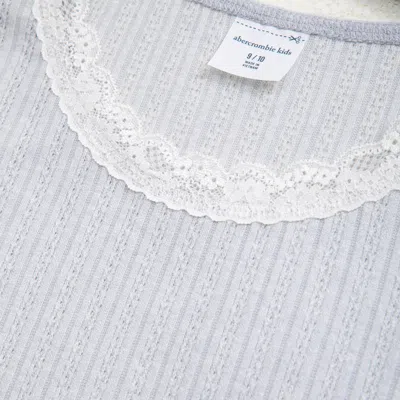 Abercrombie & Fitch Pointelle Lace-trim Top In Gray