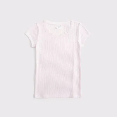 Abercrombie & Fitch Pointelle Lace-trim Top In Pink
