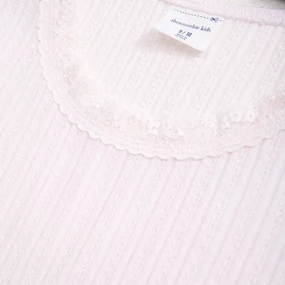 Abercrombie & Fitch Pointelle Lace-trim Top In Pink