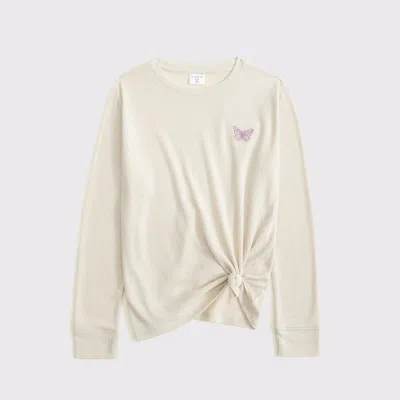 Abercrombie & Fitch Long-sleeve Knot-front Waffle Tee In Brown