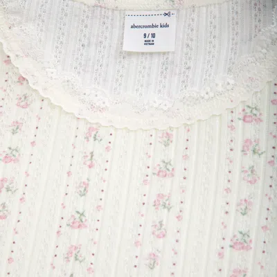 Abercrombie & Fitch Long-sleeve Pointelle Lace-trim Top In White