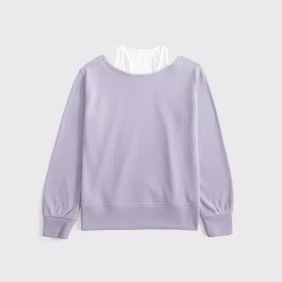 Abercrombie & Fitch Oversized Waffle Twofer Top In Purple