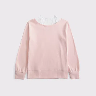 Abercrombie & Fitch Oversized Waffle Twofer Top In Pink