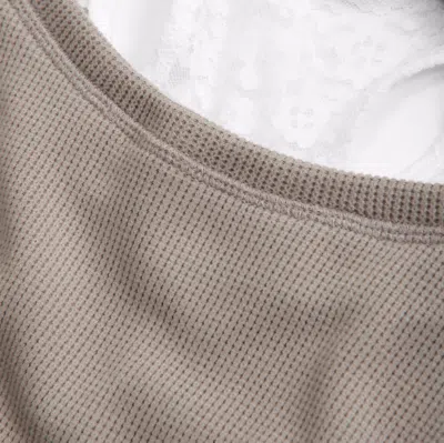 Abercrombie & Fitch Oversized Waffle Twofer Top In Gray