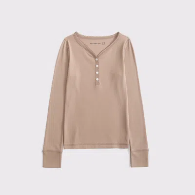 Abercrombie & Fitch Long-sleeve Henley Tee In Neutral