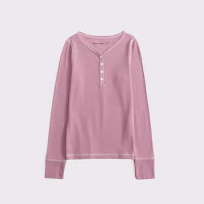 Abercrombie & Fitch Long-sleeve Henley Tee In Pink
