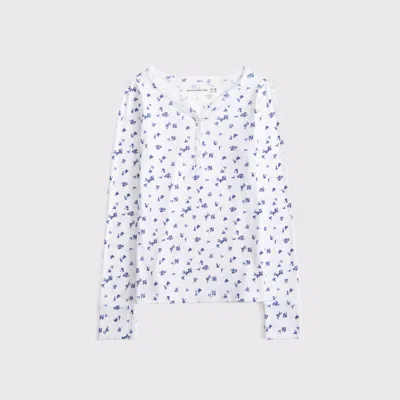 Abercrombie & Fitch Long-sleeve Henley Tee In White