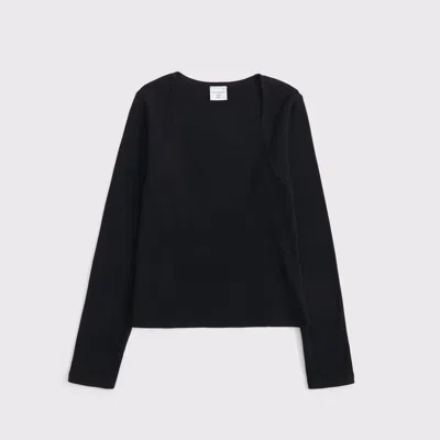 Abercrombie & Fitch Ypb Long-sleeve Rib Top In Black