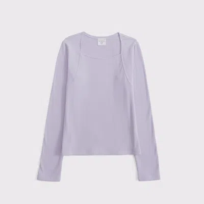 Abercrombie & Fitch Ypb Long-sleeve Rib Top In Blue
