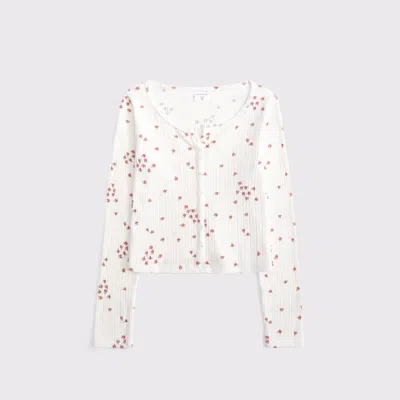 Abercrombie & Fitch Long-sleeve Button-through Tee In White