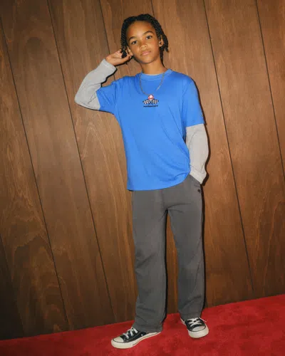 Abercrombie & Fitch Essential Icon Baggy Open-hem Sweatpants In Blue