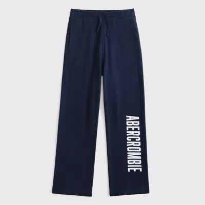 Abercrombie & Fitch Logo Baggy Open-hem Sweatpants In Blue