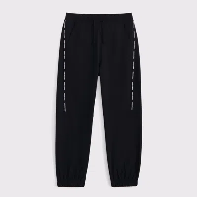 Abercrombie & Fitch Ypb Cozy-lined Logo Tape Sweatpants In Black