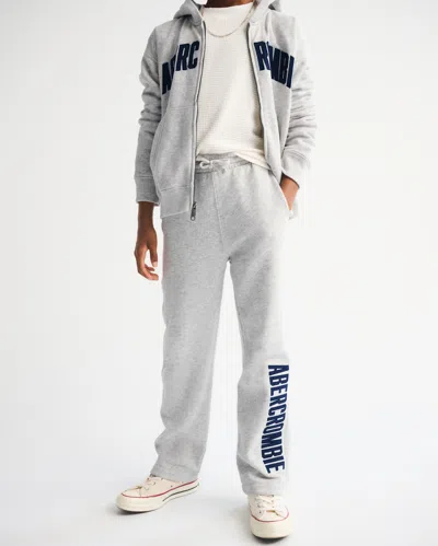 Abercrombie & Fitch Logo Baggy Open-hem Sweatpants In Gray