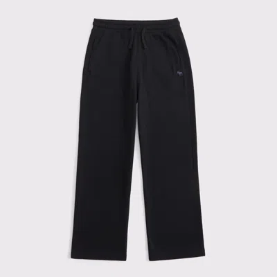 Abercrombie & Fitch Essential Icon Baggy Open-hem Sweatpants In Black