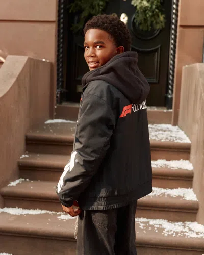 Abercrombie & Fitch F1 Racing Hooded Bomber Jacket In Black