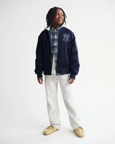 Abercrombie & Fitch New York Yankees Hooded Bomber Jacket In Blue