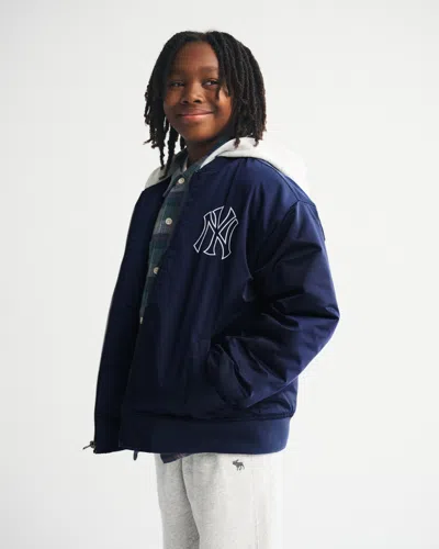Abercrombie & Fitch New York Yankees Hooded Bomber Jacket In Blue