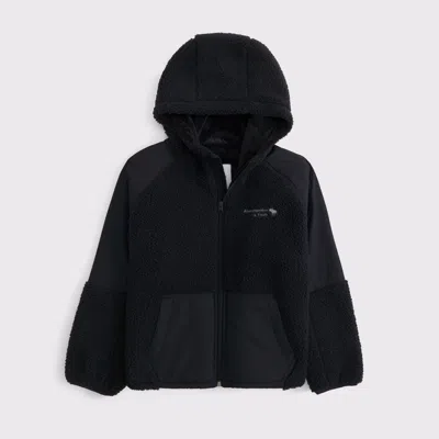 Abercrombie & Fitch Sherpa-lined Nylon Jacket In Black