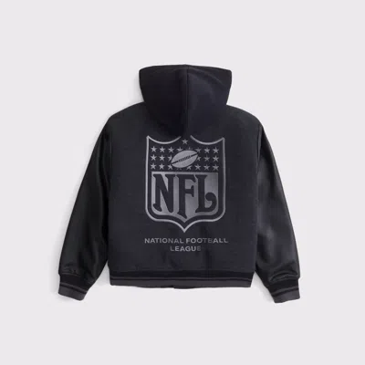 Abercrombie & Fitch Nfl Winterized Hooded Bomber Jacket In Black