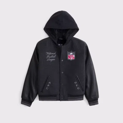 Abercrombie & Fitch Nfl Winterized Hooded Bomber Jacket In Black