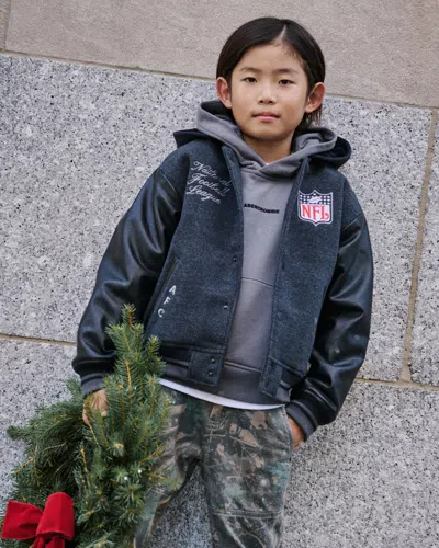 Abercrombie & Fitch Nfl Winterized Hooded Bomber Jacket In Black