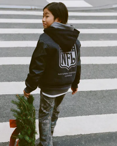 Abercrombie & Fitch Nfl Winterized Hooded Bomber Jacket In Black