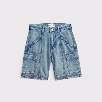 Abercrombie & Fitch At-the-knee Cargo Jorts In Blue