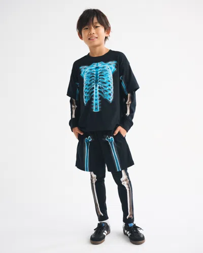 Abercrombie & Fitch Spooky Glow-in-the-dark Twofer Shorts In Black