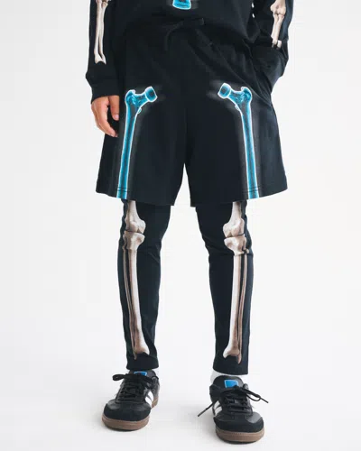 Abercrombie & Fitch Spooky Glow-in-the-dark Twofer Shorts In Black