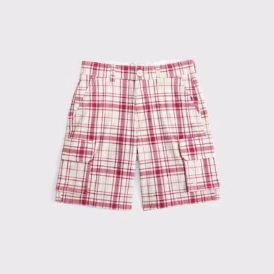 Abercrombie & Fitch Plaid Cargo Shorts In Pink
