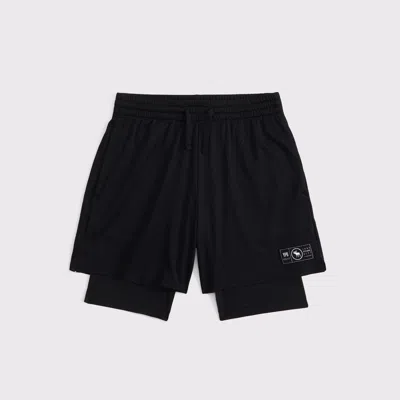Abercrombie & Fitch Ypb Mesh Twofer Shorts In Black