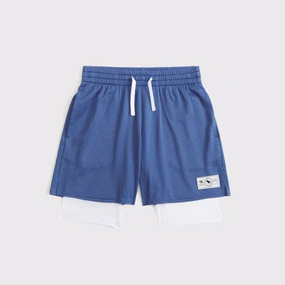 Abercrombie & Fitch Ypb Mesh Twofer Shorts In Blue