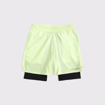Abercrombie & Fitch Ypb Motiontek Twofer Shorts In Green