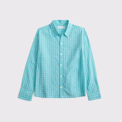 Abercrombie & Fitch Long-sleeve Textured Poplin Shirt In Multi