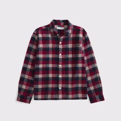 Abercrombie & Fitch Long-sleeve Slub Flannel In Red