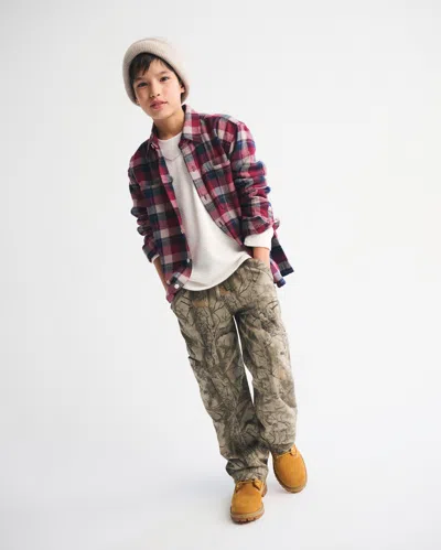 Abercrombie & Fitch Long-sleeve Slub Flannel In Red