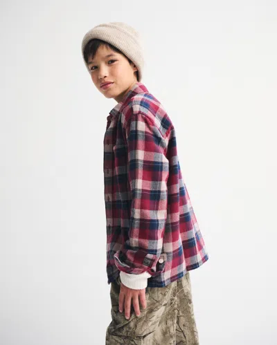 Abercrombie & Fitch Long-sleeve Slub Flannel In Red