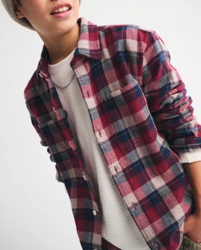 Abercrombie & Fitch Long-sleeve Slub Flannel In Red