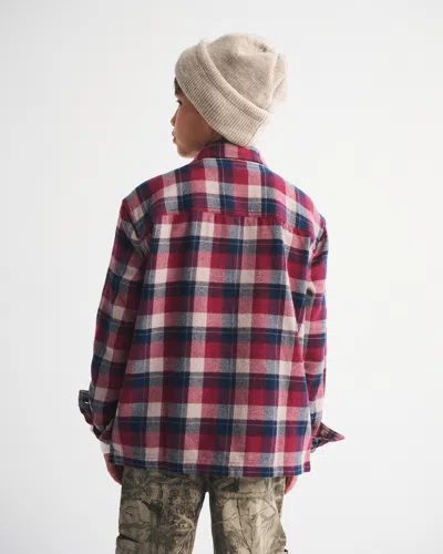 Abercrombie & Fitch Long-sleeve Slub Flannel In Red