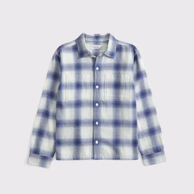Abercrombie & Fitch Long-sleeve Slub Flannel In Blue