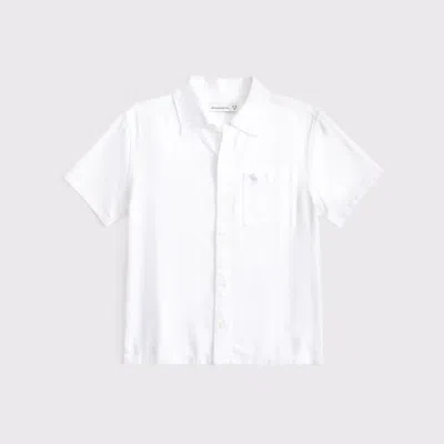 Abercrombie & Fitch Short-sleeve Linen-blend Icon Shirt In White