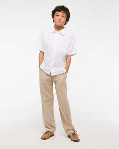 Abercrombie & Fitch Short-sleeve Linen-blend Icon Shirt In White