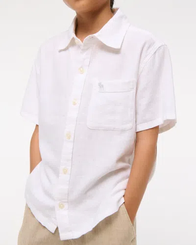 Abercrombie & Fitch Short-sleeve Linen-blend Icon Shirt In White
